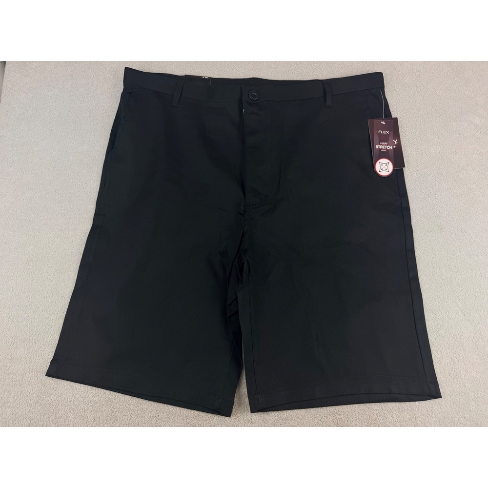 Galaxy by Harvic Mens Size 38 Black Flex 4-Way Stretch Flat Front Chino Shorts